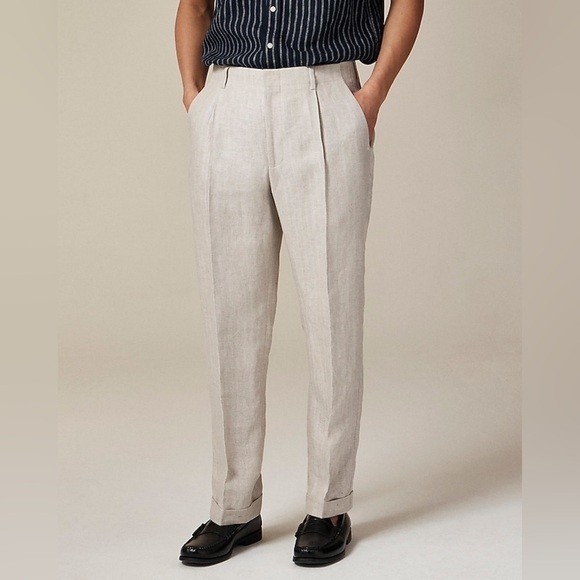 NWT J. Crew Crosby Classic-Fit Linen Pleated Herringbone Suit Pant, W 34 X L 30 - Picture 2 of 12